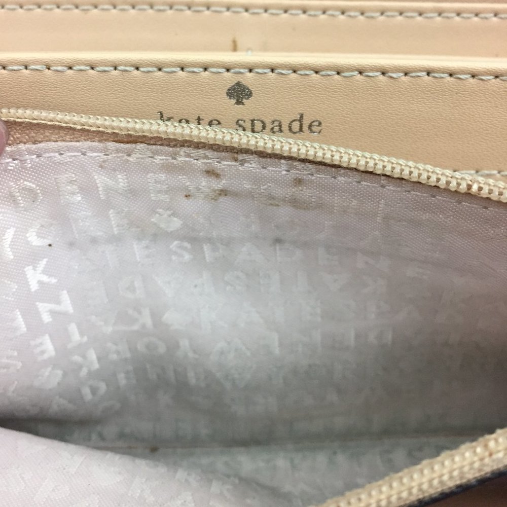KATE SPADE New York Rose Gold Logo 100% Genuine Cow Leather Zip Around Wallet - Picture 10 of 10